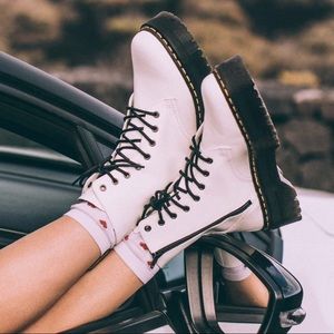 Dr. Martens Jadon 8 Eye Platform Boot in White